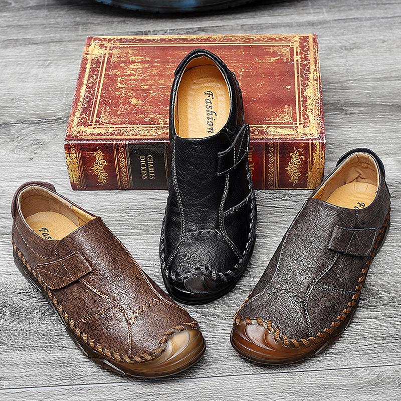 Summer 2025 new handmade leather men's bag head casual leather shoes outdoor fashion versatile large size Doudou men's shoes