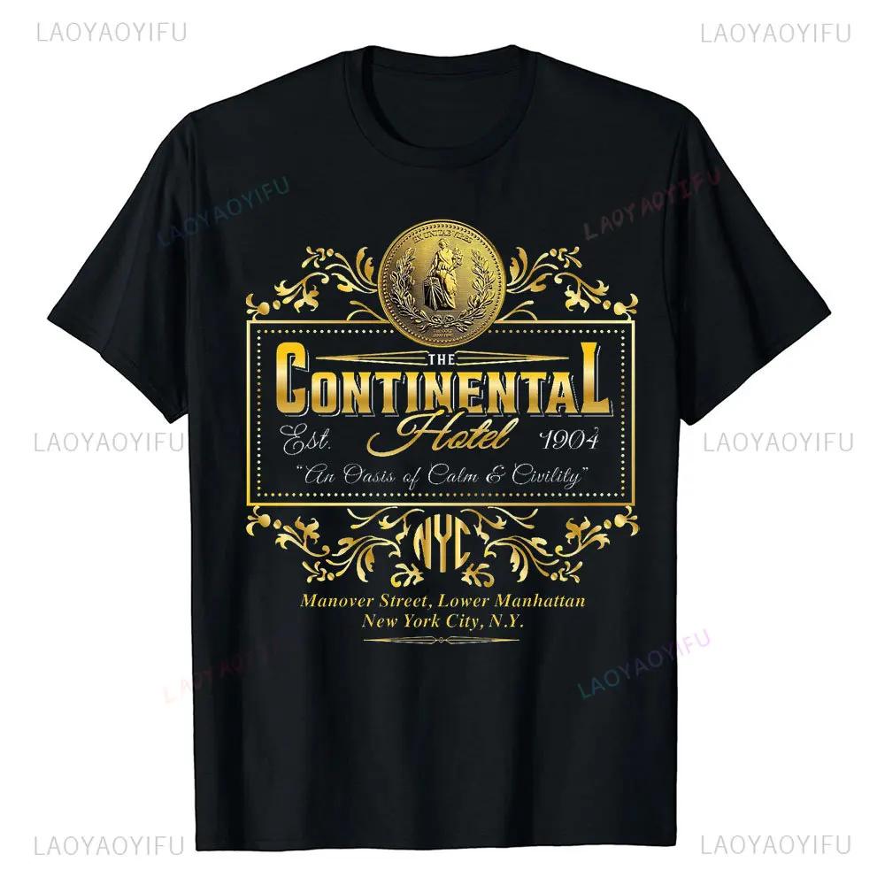 John Wick Movie Printed T Shirt Continental NYC Adult Short Sleeve Action Thriller Vintage Style Graphic Oneck Summer Tees