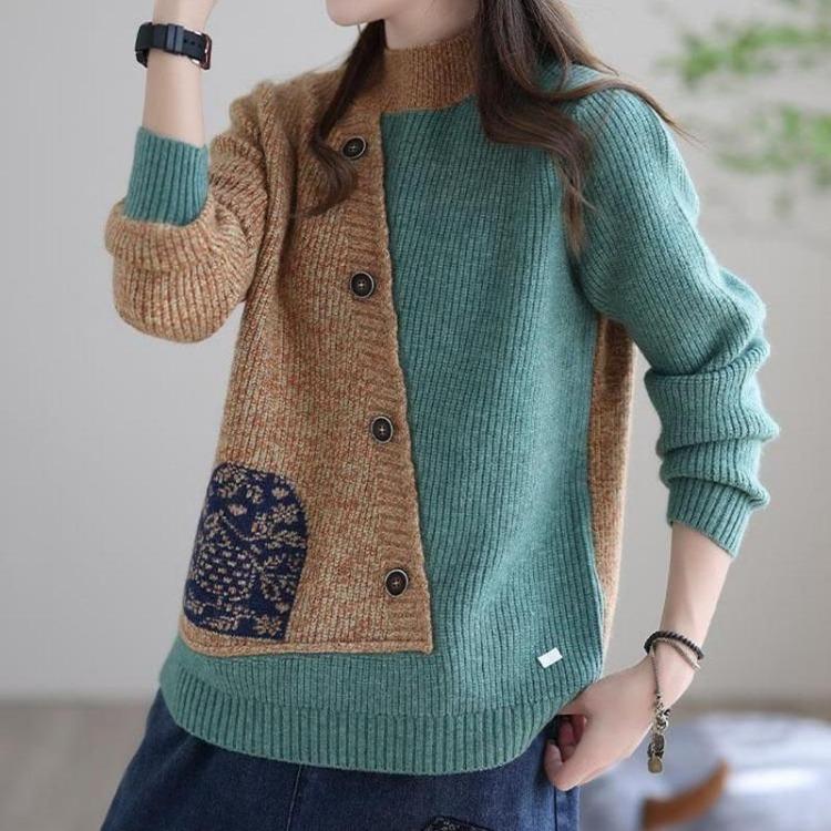 Winter Warm Thickened Knitted Women Sweater Stretchy Oversized Long Sleeve Top S