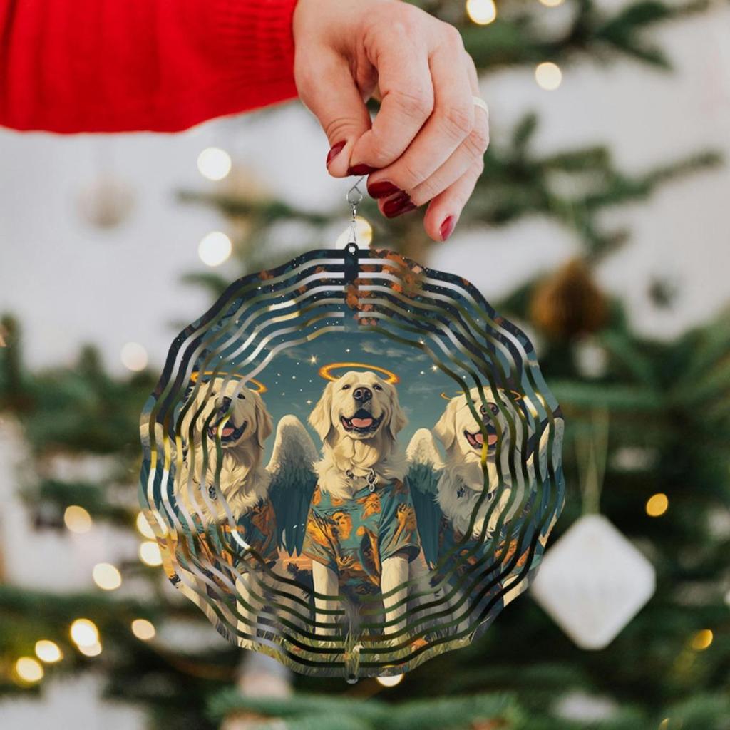 3D Rotating Dog Windmill Pendant Cute Metal Style Turntable Decor Handmade Foldable Wind Chime for Lantern Festival Birthday Party