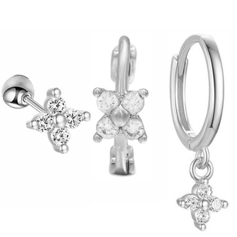 New Design Stainless Steel Cubic Zirconia Chain Hoop Earring For Women Star Moon Pendant Cartilage Earring Piercing Jewelry