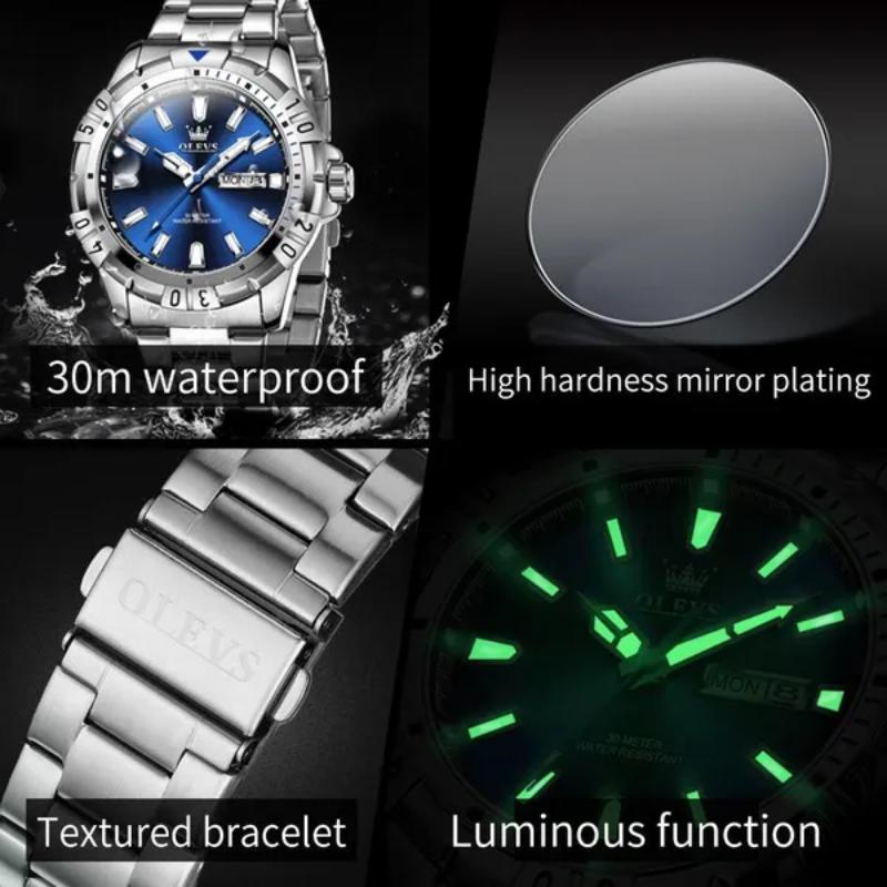 Diving Type Quartz Men's Watches Top Brand Classics Original Watch for Man Waterproof Luminous Stainless Steel Date Week Clock