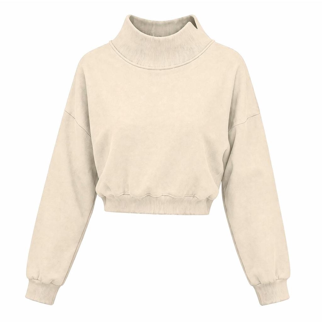 Mock Neck Sweatshirts Womens Fall Oversized Turtleneck Long Sleeve Cropped Pullover Winter Casual Loose Fit Cute Tops