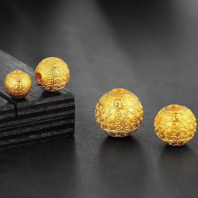 Gold-Plated Brass Auspicious Cloud Beads: Handmade DIY Lucky Charm Spacer Beads for Unisex Bracelets
