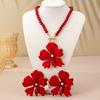 Light Luxury Flower Necklace Earrings Pearl Beaded Women's Necklace Suit  Banquet