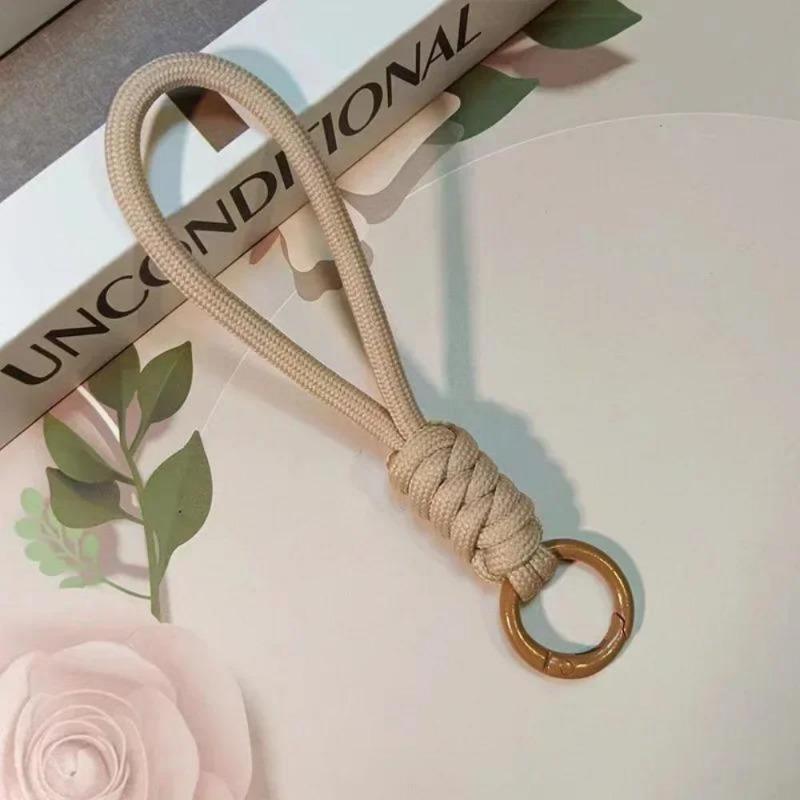 Flerfarget Håndvevd Nøkkelring Mobiltelefon Lanyard Anti-Tapt Knute Tau Stropp Nøkkelring Menn Kvinner Bilnøkkelholder Tilbehør