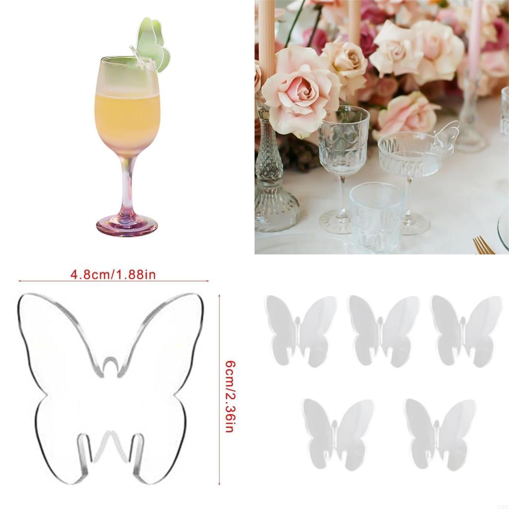 

Drink Markers Clear Butterfly Cup Label Wine Tasting Supplies for Wine Cups X3UC CN