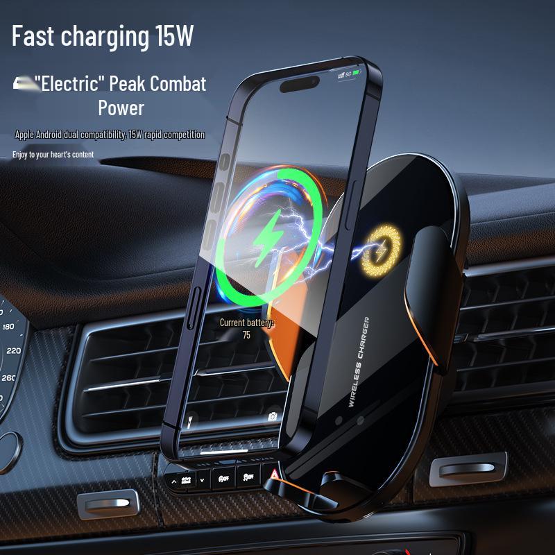 Smart Infrared Wireless Car Charger & Auto-Closing Phone Holder with Fast Charging