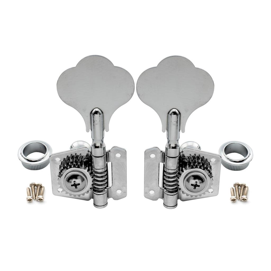 Musiclily Basic L2+ R2 Open Gear Bass Tuners for 4-String Ibanez-Style Electric Basses, Chrome