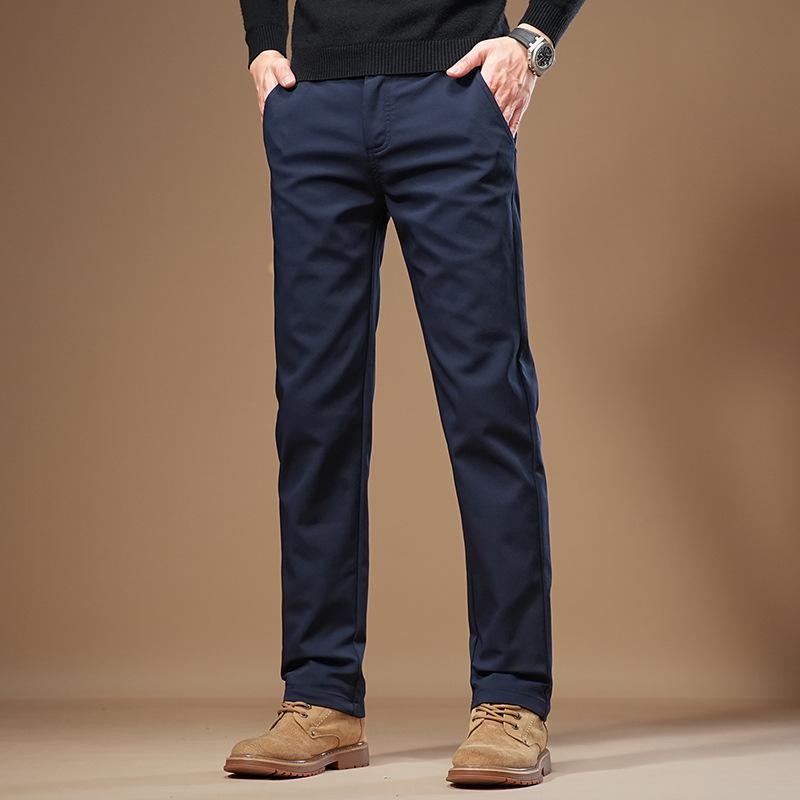 Pure cotton elastic men's light luxury casual pants straight fit light business fashion versatile casual slim trousers men