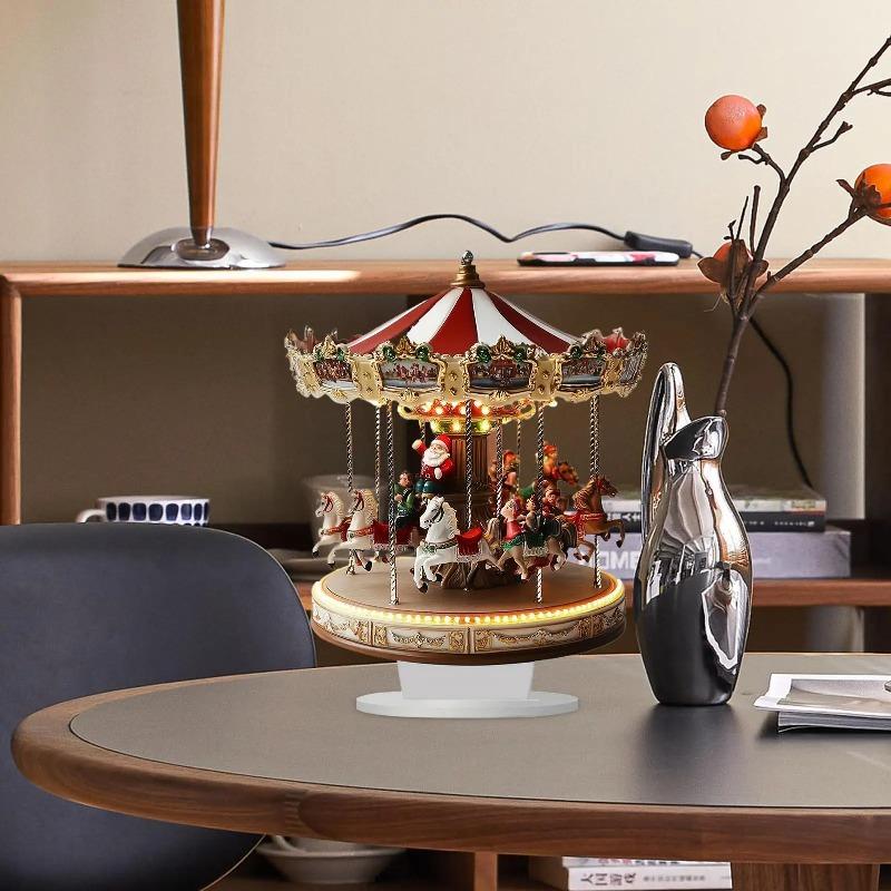 2D Flat Vintage Holiday Acrylic Carousel Shape Desktop Decoration, Home Decor Plaque Hanging Wall Art Decorative Garden Decoration for Room Door Signs