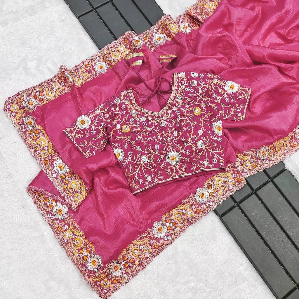 Beautiful Saree Is Elegantly Decorated Gives a Perfect Look To the Outfit.