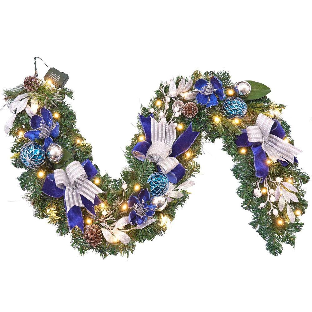 with Light Christmas Garland Rattan Shiny Ornament Artificial Garland Ball Ornaments Green Pine Prelit Garland Stair Decoration