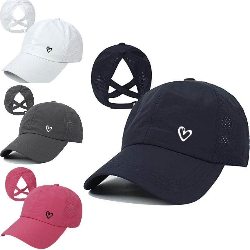 Embroidered Heart Casual Baseball Cap With Curved Brim And Sunshade For Daily Activities