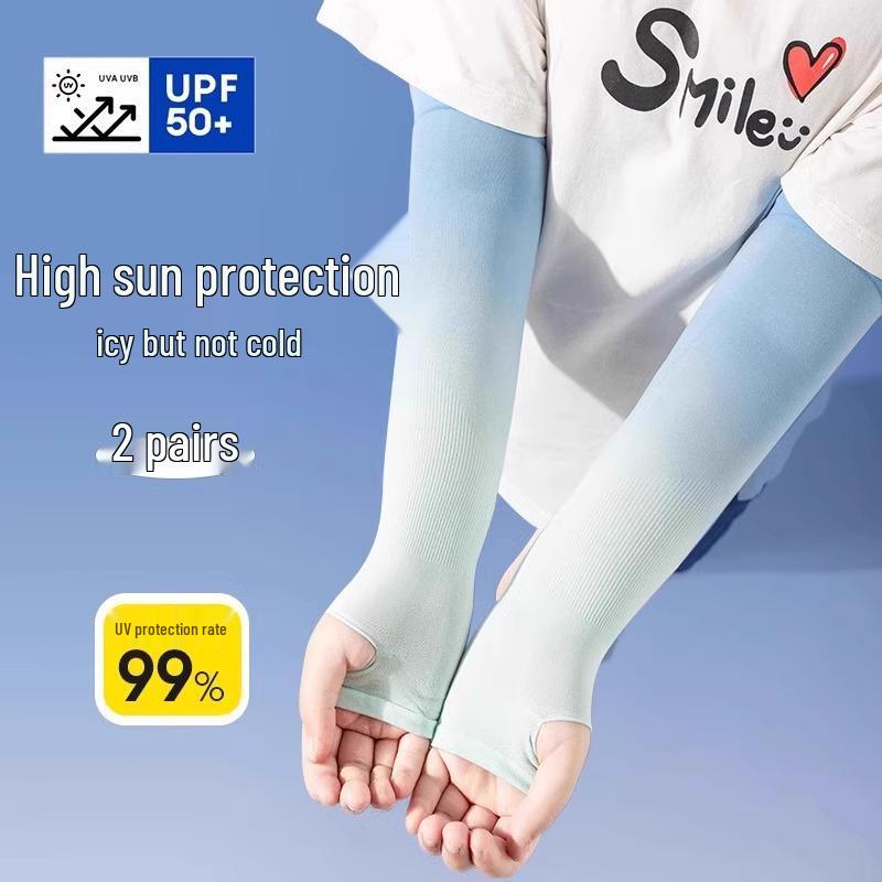 2025 Kids' Ice Silk UV Protection Arm Sleeves - Lightweight Summer Sun Sleeves