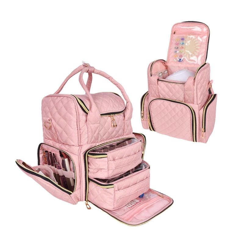 Borsa da Trasporto Professionale per Unghie con Struttura Antiurto e Maniglia per Bagaglio, Perfetta per Contenere 130 Flaconi di Colore Liquido