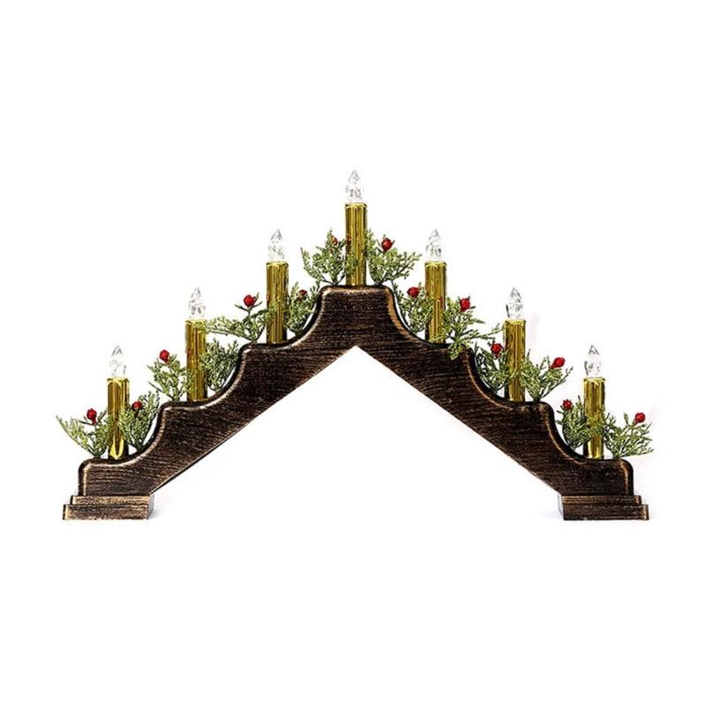 

Фестивальний свічник для різдвяної прикраси Елегантне оздоблення, подвійний варіант живлення для фестивалю, дому, свята бронзовий