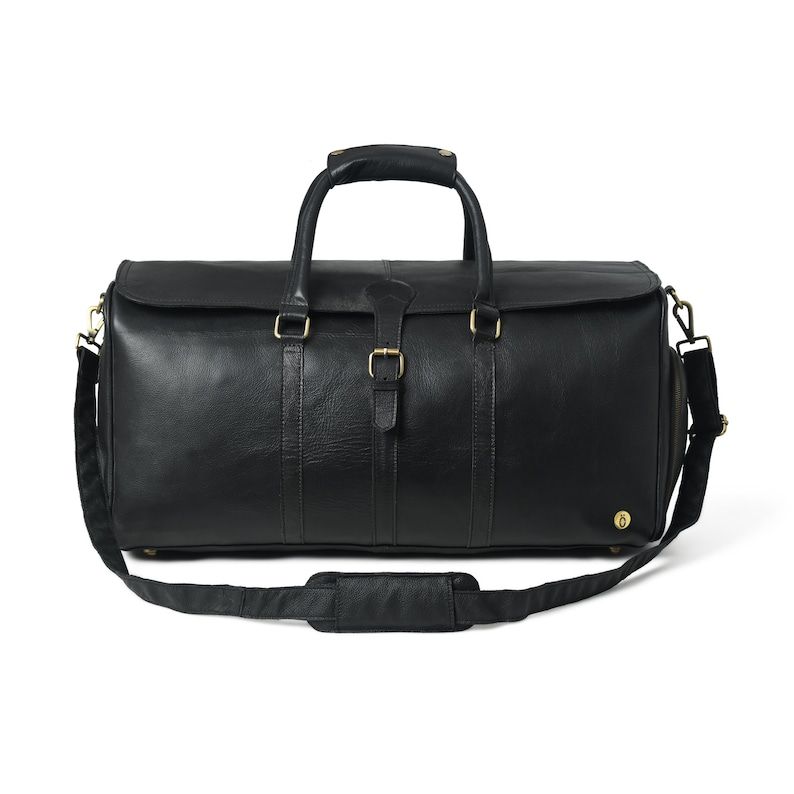 Full Grain Leather Weekender Duffel Bag - Shoe Compartment