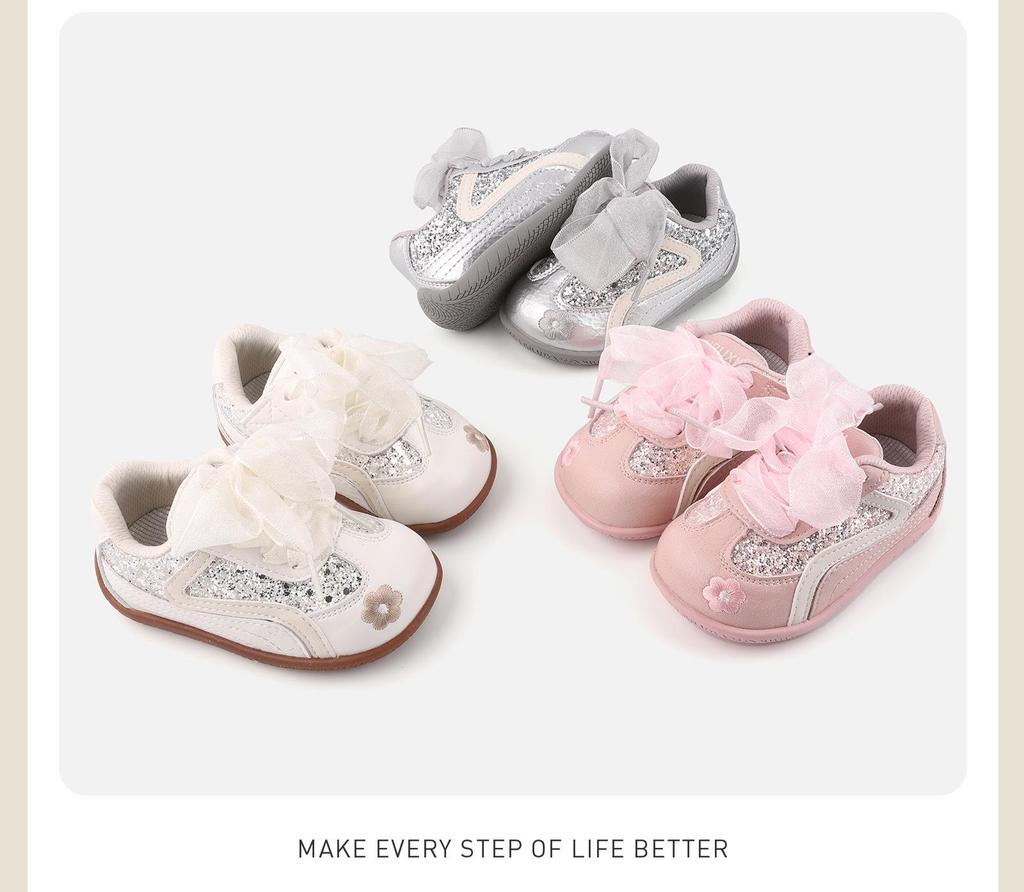 Baby Girl Princess Bow Shoes: Soft Sole Non-Slip Toddler Sneakers for Spring