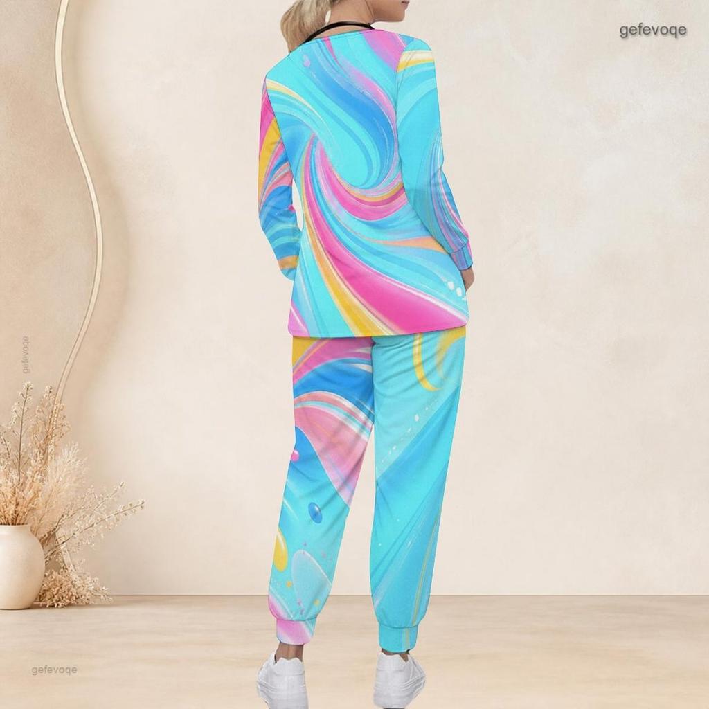 Women Plus Size V Neck Long Sleeve Printed Pocket Turquoise Scrub Set Two Piece Nursing Uniform