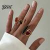 Resin Smudged Texture Ring Retro Style Finger Ring Adjustable Open