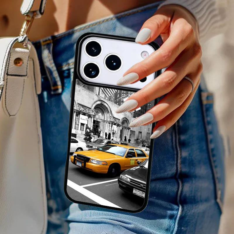 NYC Yellow Taxi Cabs Phone Case For iPhone 17 Air 14 15 13 12 Max Cover For Apple 16e 11 Pro Max Plus Coque