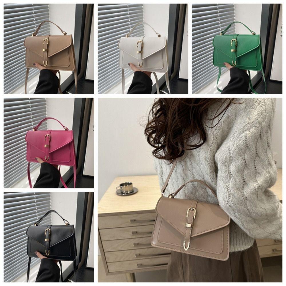 Portable Versatile Shoulder Bag PU Leather Ladies Handbags Simple Minimalist Crossbody Bag  Gift