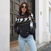Women S Long Sleeve Skull Jacquard Retro Polka Dot Loose Knit Sweater