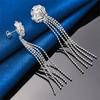 Charming 925 Sterling Silver Exquisite Tassel Rose Flower Earrings for Women Fashion Wedding Jewelry Party Gifts