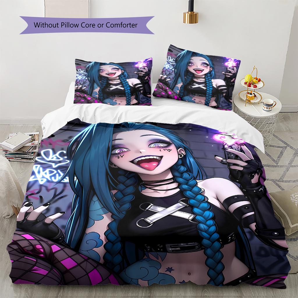 Jinx Pattern Bedding,Quilt Set Quilt Cover Pillowcase Home Birthday Gift (1 * Duvet Cover + 2 * Pillowcase, Without Core)