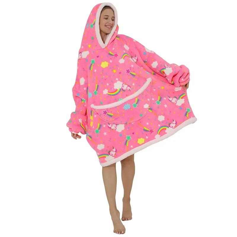 Warm Hooded Sherpa Blanket With Sleeves Ultra Soft Fleece Sweatshirt Throw Thick Winter Flannel Hoodie Blankets Home Textile