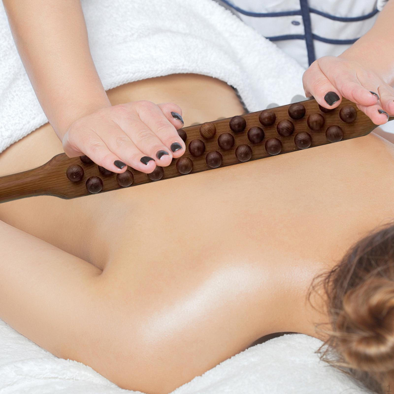 Деревянный инструмент для массажа Гуаша, ручной скребок Гуаша для плеча dark brown 28 beads