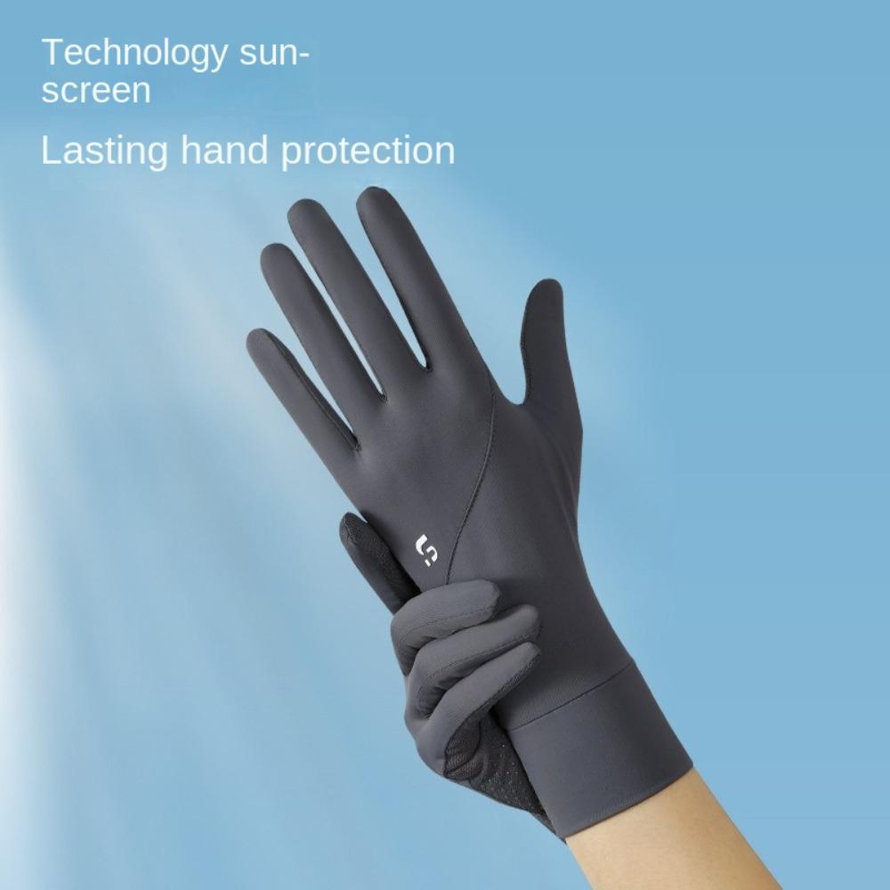 

Touch Screen Sunscreen Gloves Flip Finger Riding Driving Gloves New Ice Silk Gloves Outdoor Sports бежевий