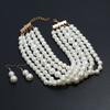 Hot-selling Jewelry Necklace Fashionable and Elegant Multi-layer Imitation Pearl Beaded Short Necklace Earrings Set Women