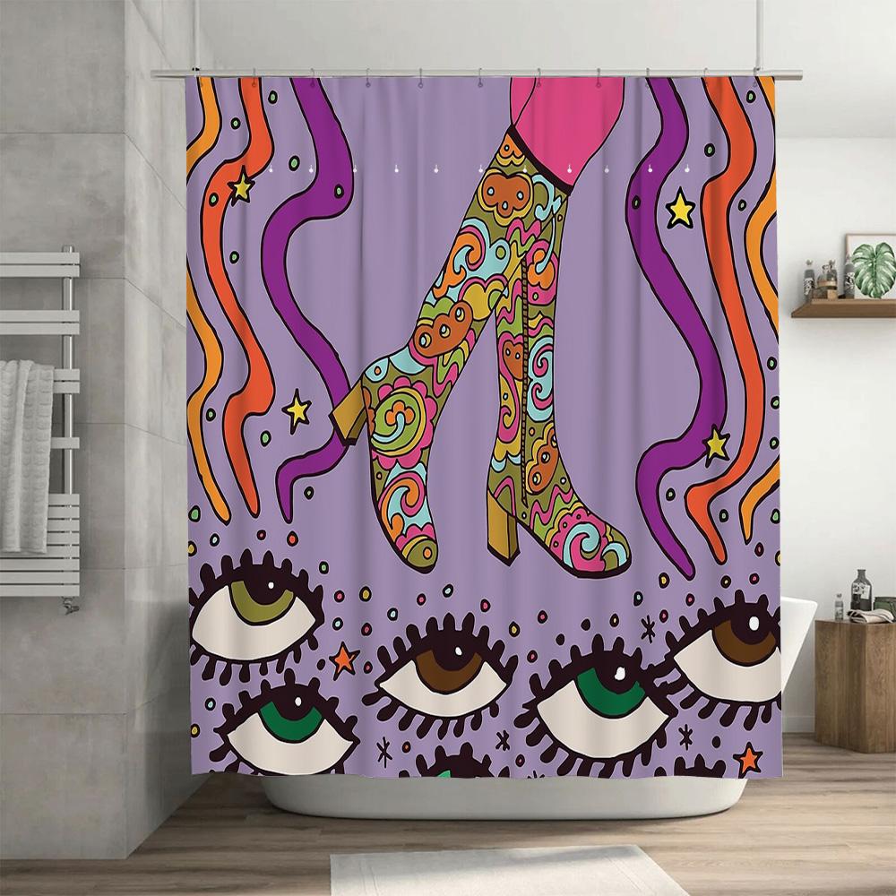 Bohemian Shower Curtain Set Nature Floral Pattern Waterproof Bathroom Decor Vintage Hippie Tapestry Wall Hanging Home Textile