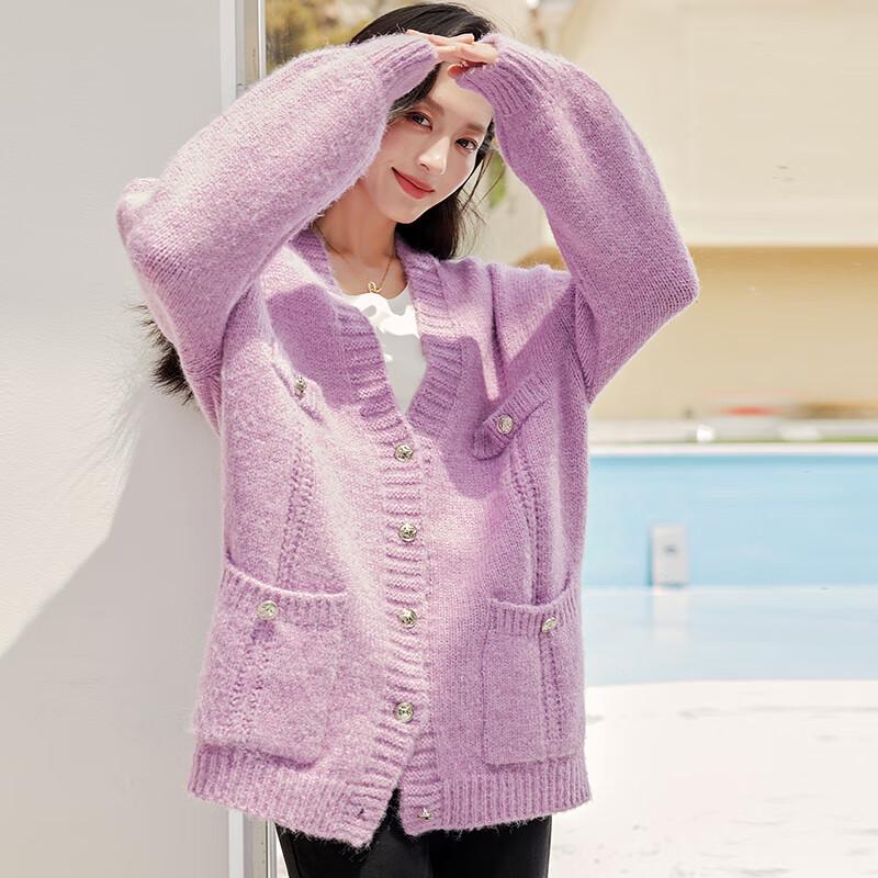 VICTORIA&VERA Women's V-Neck Knit Cardigan