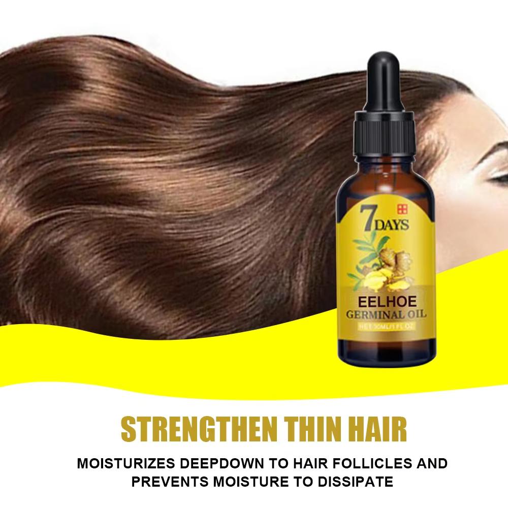Huile de croissance capillaire au gingembre EELHOE, traitement anti-chute de cheveux essentiel et naturel, solution nutritive hydratante pour la croissance des cheveux, produits de soins