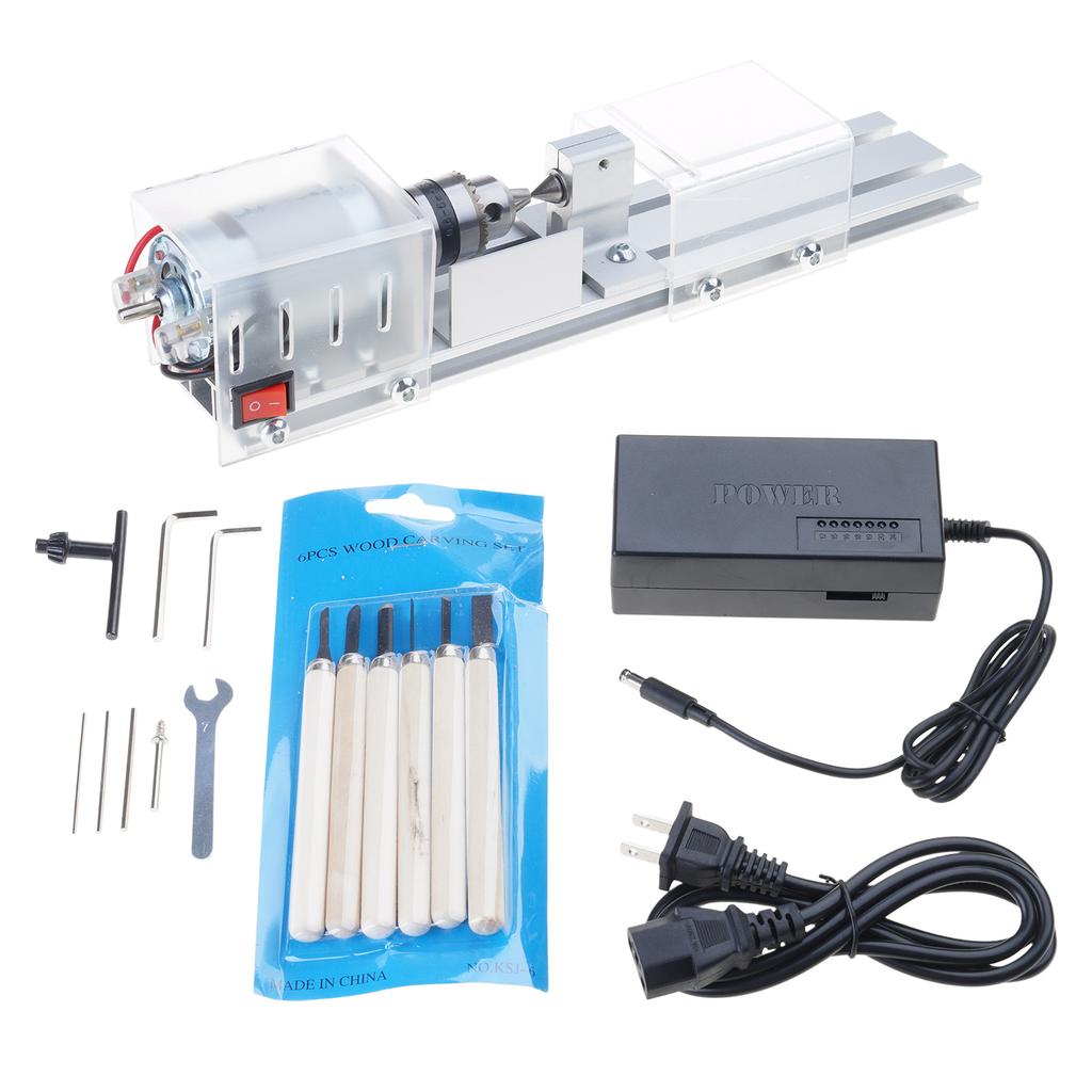 Mini Lathe Beads Machine Drill Rotary Tool DC12-24V or AC100-240V 50/60Hz Voltage Spring Loaded Cutting Tool US Plug