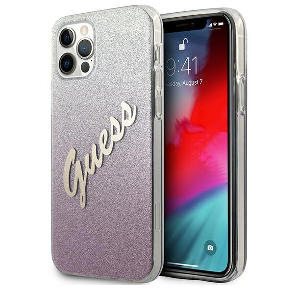 Guess Guhcp12Lpcuglspi Iphone 12 Pro Max6,7 Różowy/Pink Hardcase Glitter Gradient Script
