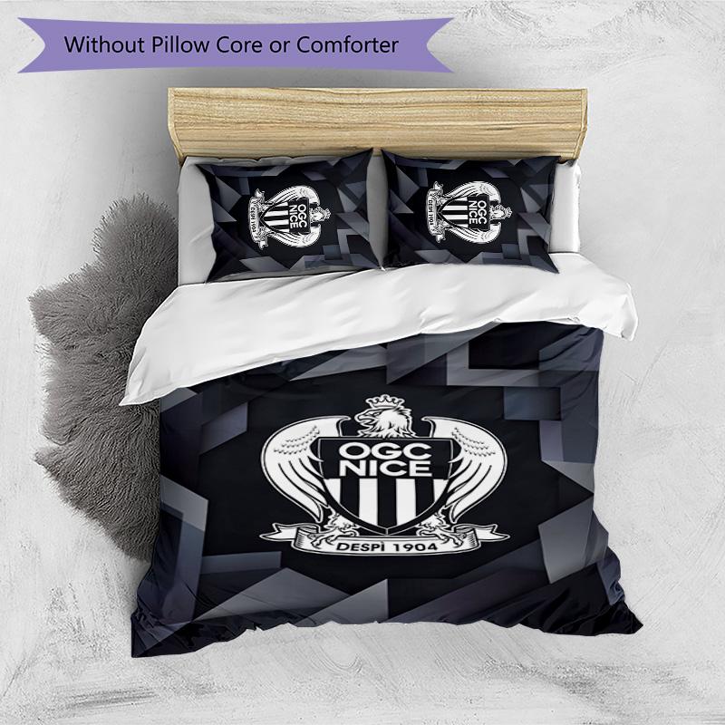 OGC Nice FC Printed 3PCS Bedding Set Breathable Duvet Cover with Pillowcases Decorative Bed Linen for Bedroom Home