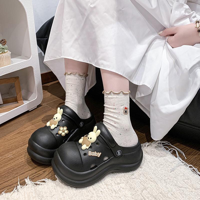 2025 Summer Wear, Step On Shit, Thick-soled Cute Dolls, Hole Shoes, Women's Heightening Bag Head, Girl's Heart Two Wear Sandals