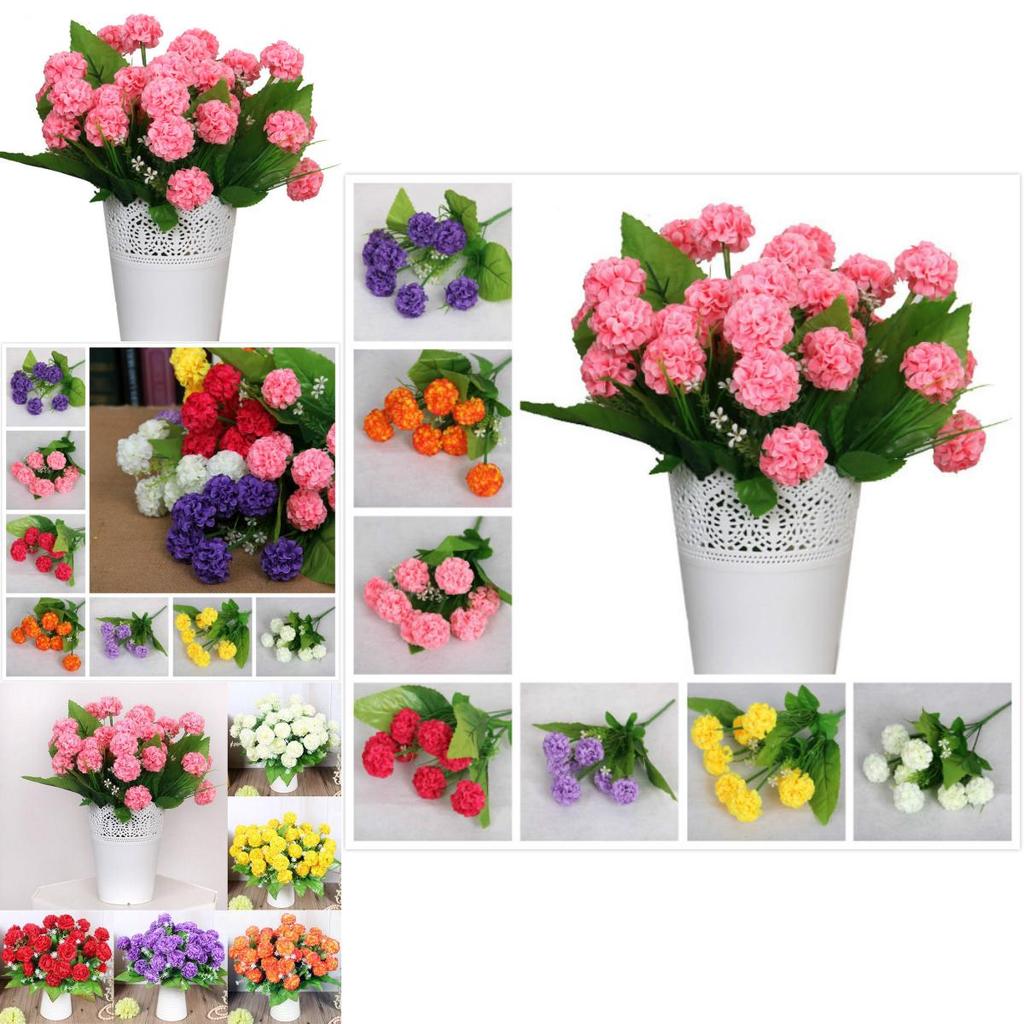 Silk Flowers 8 Heads Artificial Hydrangea Bouquet For Bridal Arrangements**