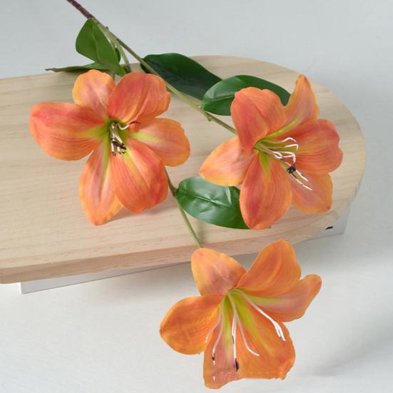 Artificial Lily Flower with 3 Heads Full Blooms Real Touch Fake Lily Flower