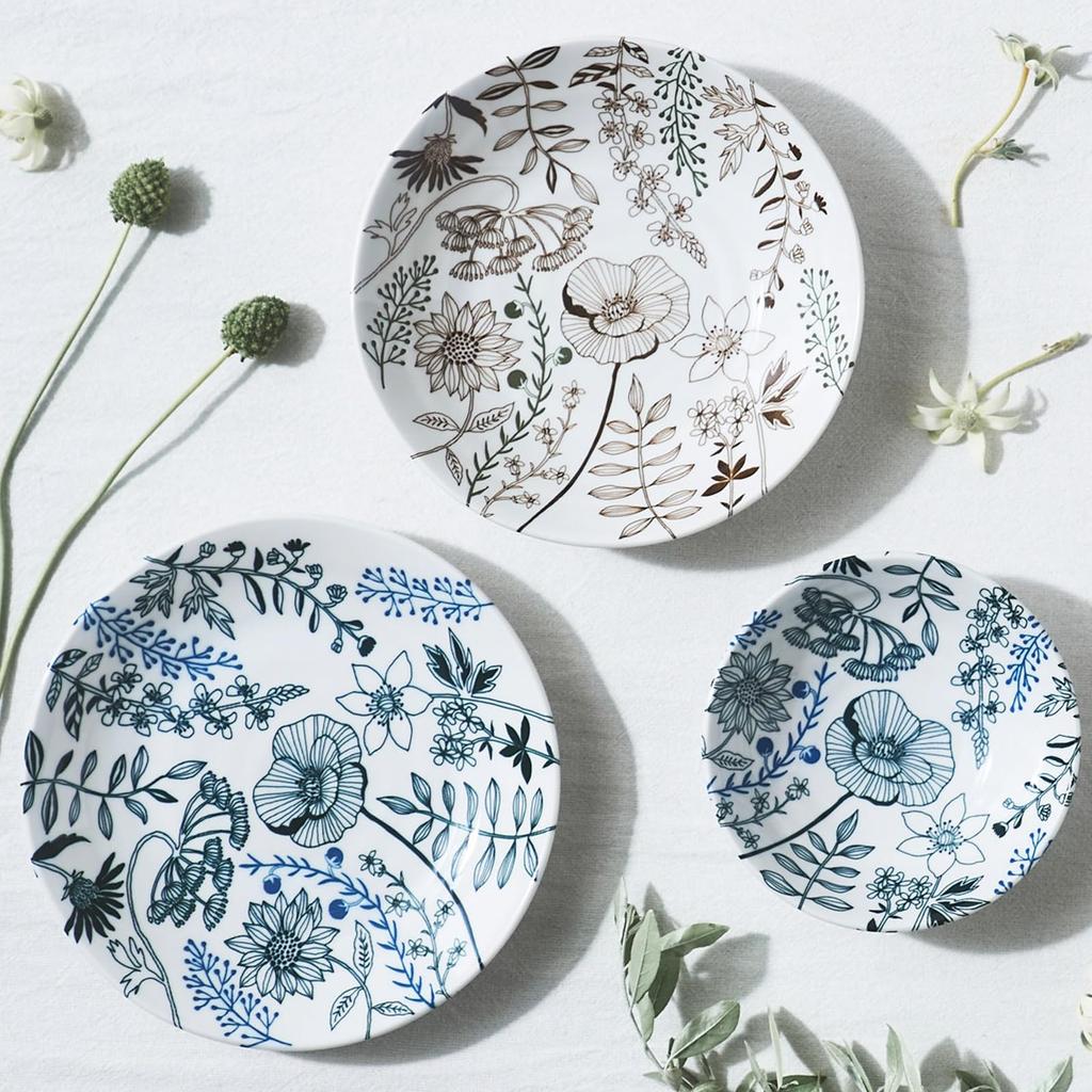 Aito Seisakusho Lightweight Dishware for Curry and Salad 22cm Diameter X 5cm Mino Dishwasher and Microwave Floral and Made In Product Number 111176