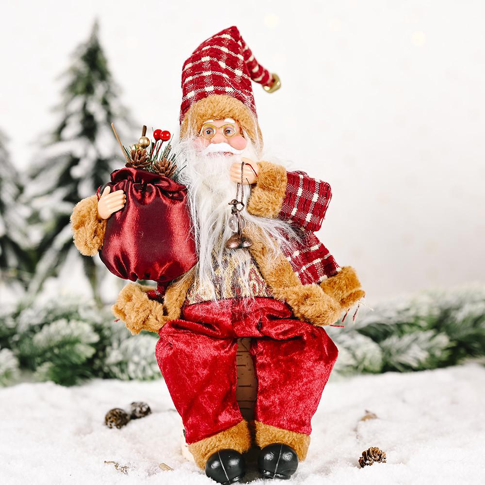 Santa Adorable Sitting Claus Doll Unique Christmas Ornament Perfect For Holiday Decor