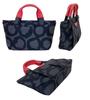 [HARUBE] Kyoto Naniwaya Nylon Lightweight Small Tote Bag, Handbag, Artisan Dyed, Beautiful Design for Women, #E6-609 [Circle] (Gray x Red)