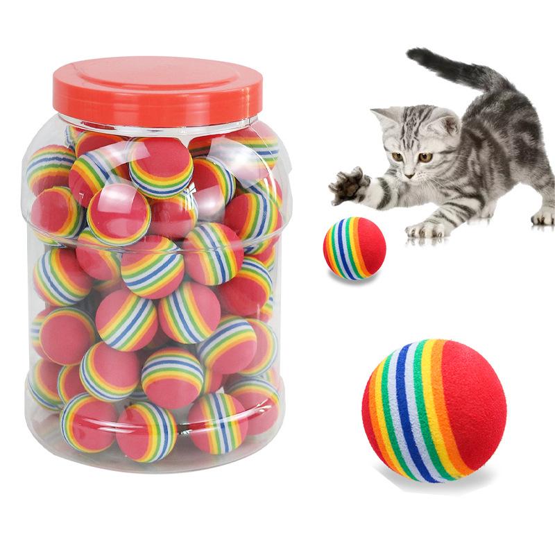 Rainbow Striped Foam Ball Cat Toy - Interactive Pet Toy Cat Supplies