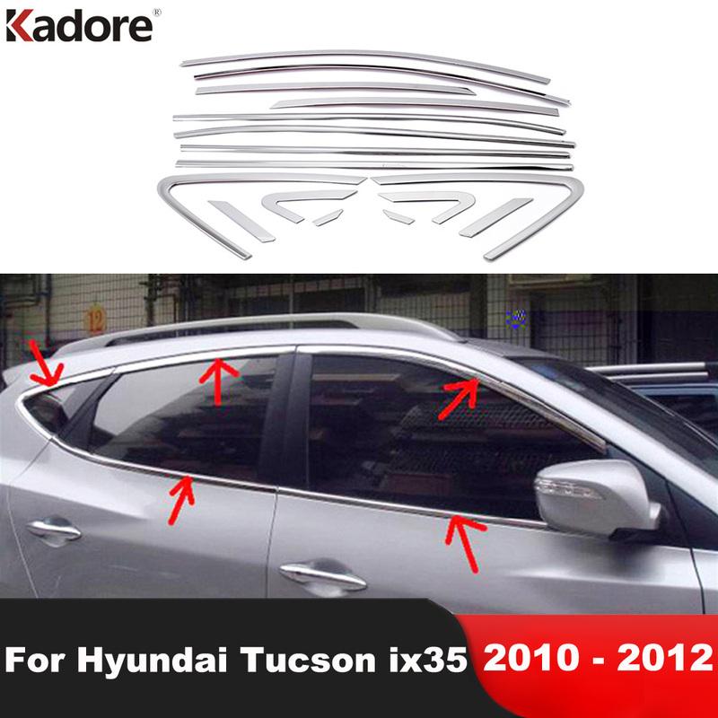 Window Sill Trims For Hyundai Tucson ix35 2010 2011 2012 Stainless Steel Windows Frame Molding Garnish Strip Car Accessories