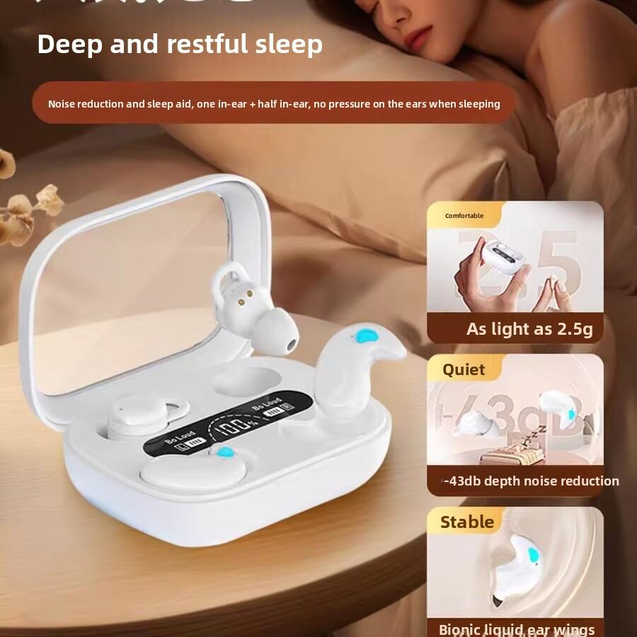 Bluetooth Sleep Dual Earbuds 2025 New Noise Cancelling Wireless Ear Clip Half In-Ear 2-in-1 0.05kg Pair Sound Isolation Sleep Aid