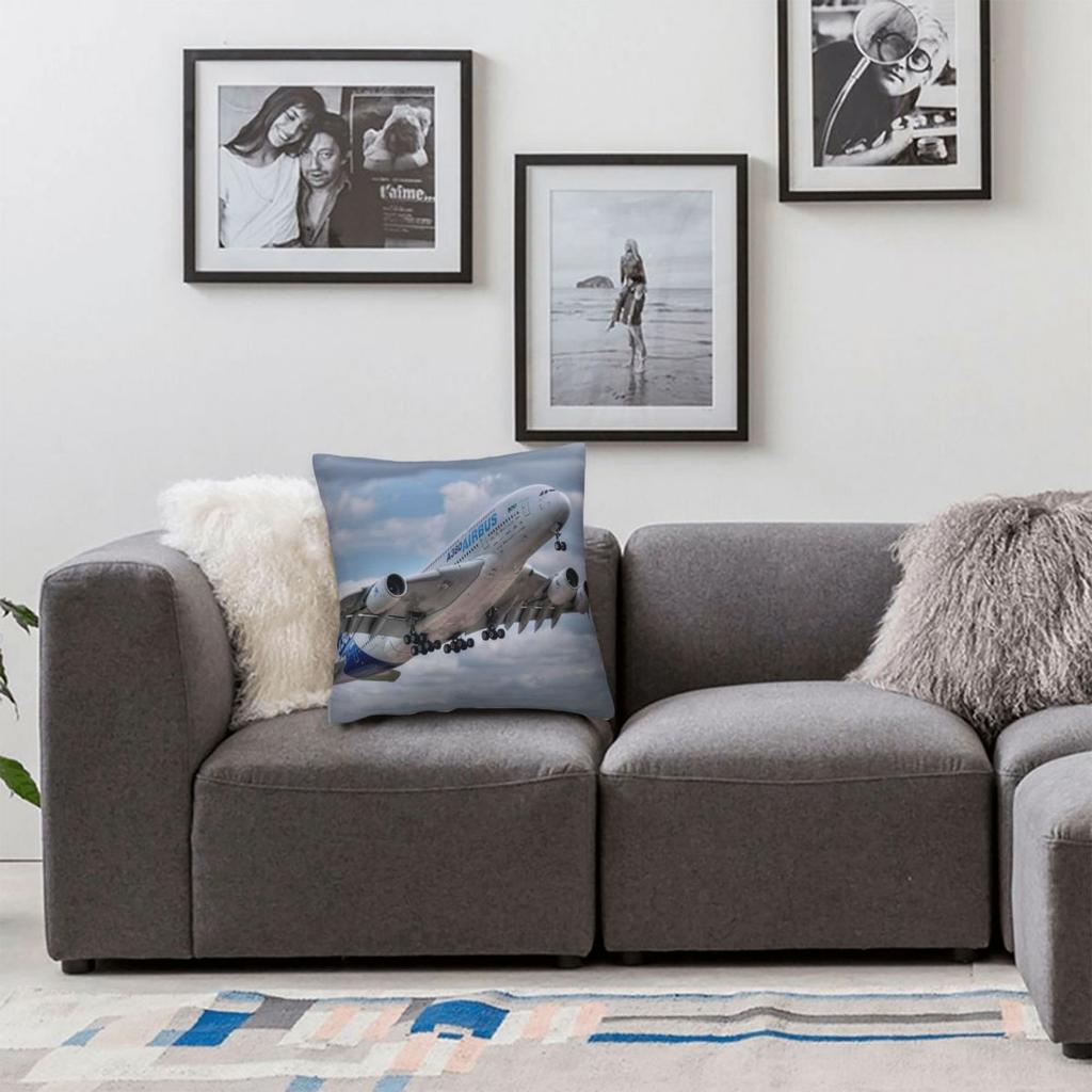Airbus A380 Start Quadratisches Kissenbezug Polyester Leinen Samt Bedruckt Reißverschluss Dekor Kissenbezug für Sofas Sitzer